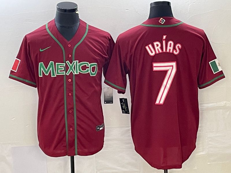 Men 2023 World Cub Mexico #7 Urias Red Nike MLB Jersey12